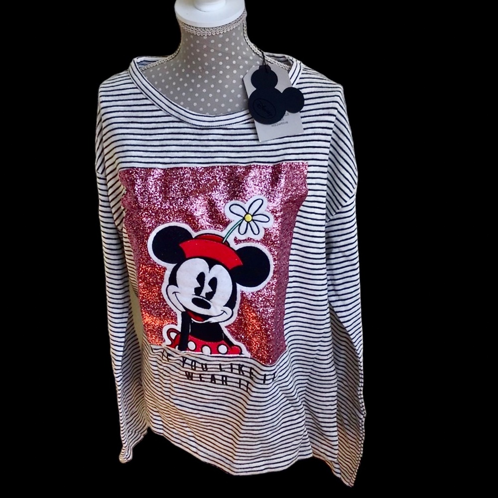 COPY - Zara girls striped sequined Minnie Mouse shirt